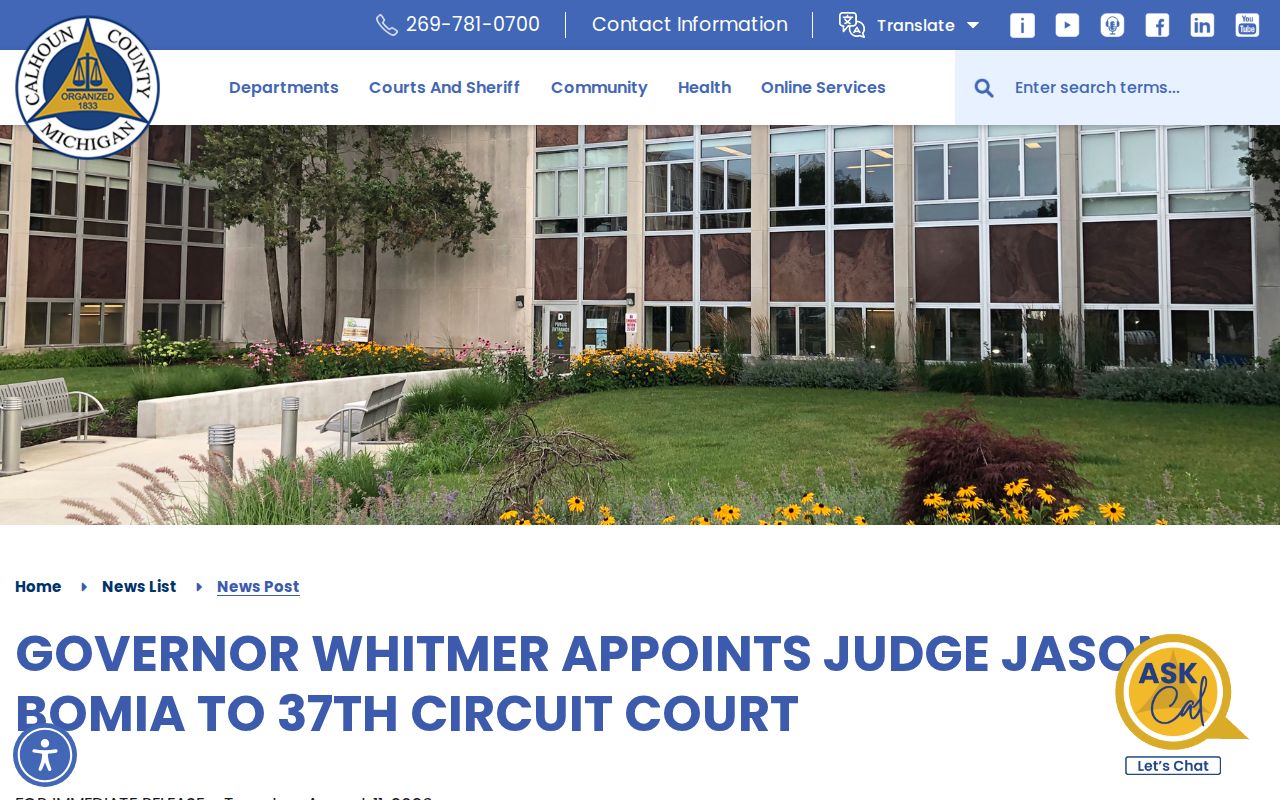 Calhoun County court docket judicial appointment announcement
